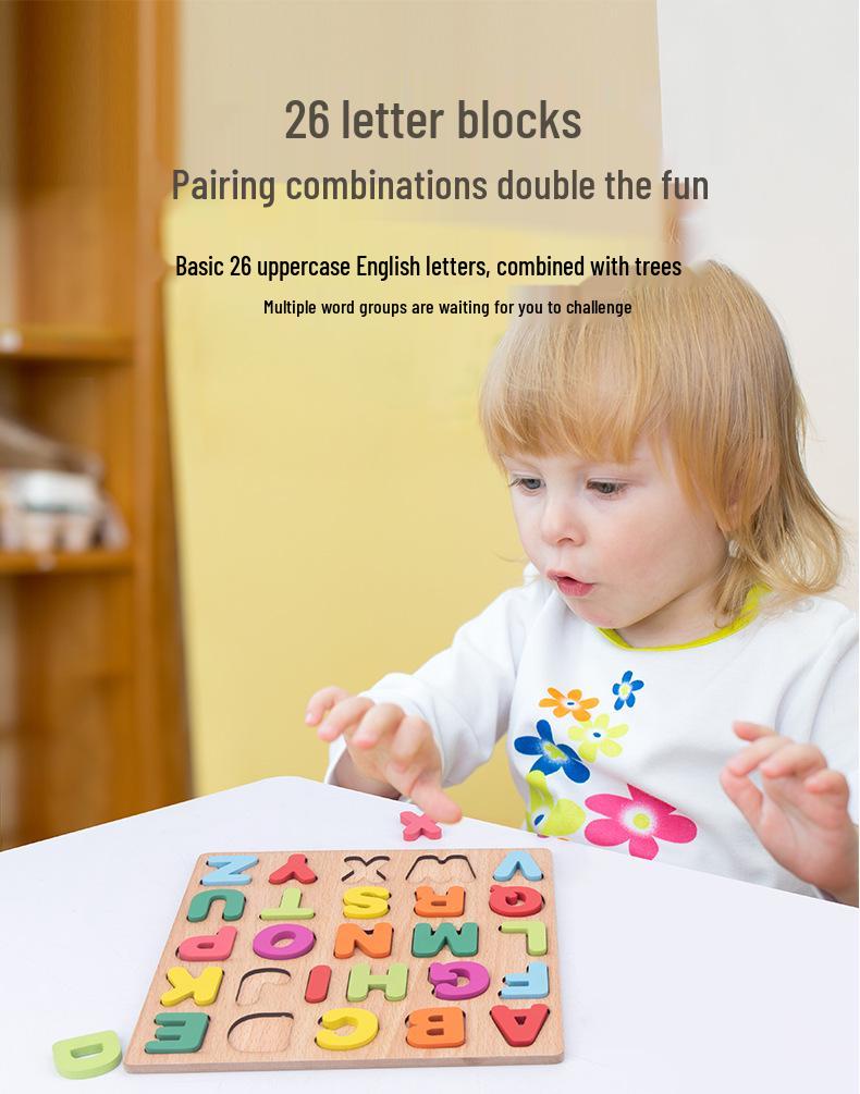 Children's 3D Number & Letter Puzzle Board - Educational Shape & Color Matching Toy