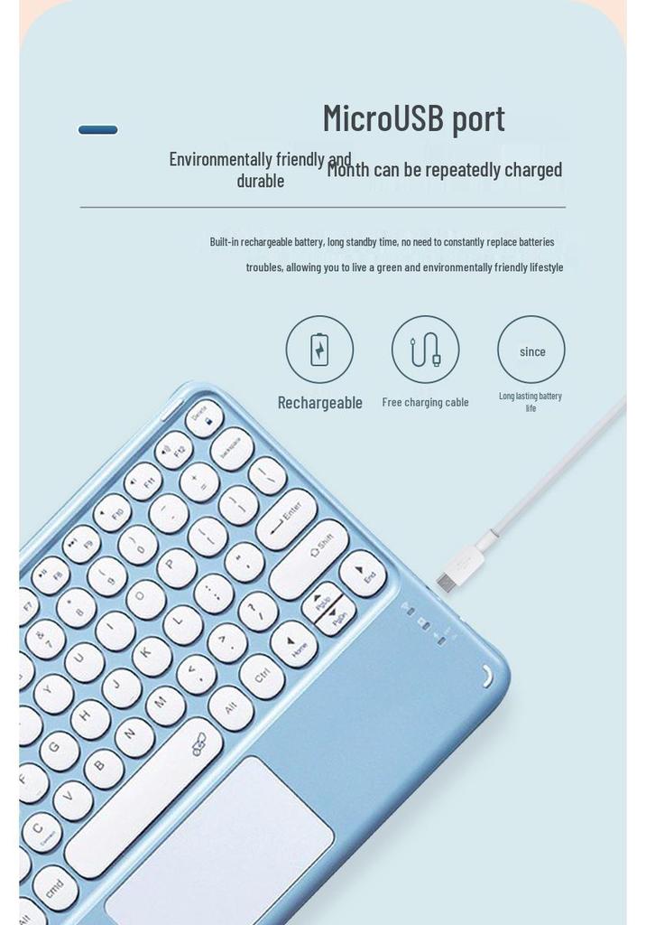 Изысканная Bluetooth-клавиатура с тактильным откликом: Ультратонкая, Бесшумная, Круглые Клавиши, Совместима с iPad/Планшетом/Телефоном для Девочек