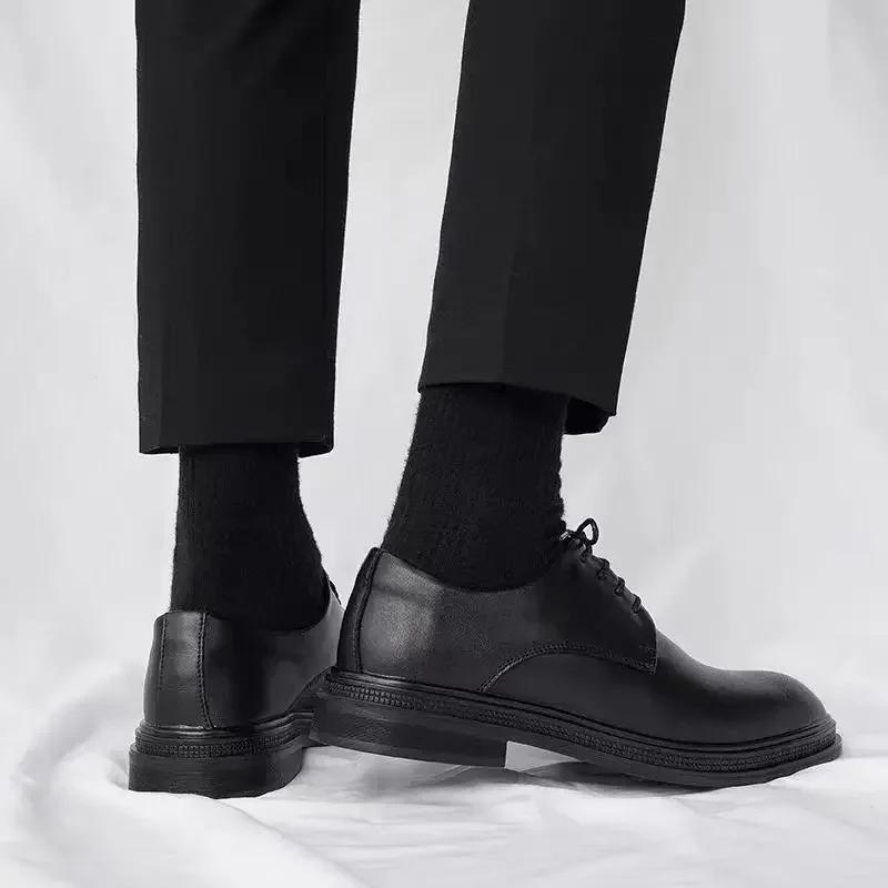 FashionSocial Shoe Male Elegant Pointed Toe Men's Formal Shoes Leather Casual Black 2024 Style Classic Legitimate Luxury Designer Party