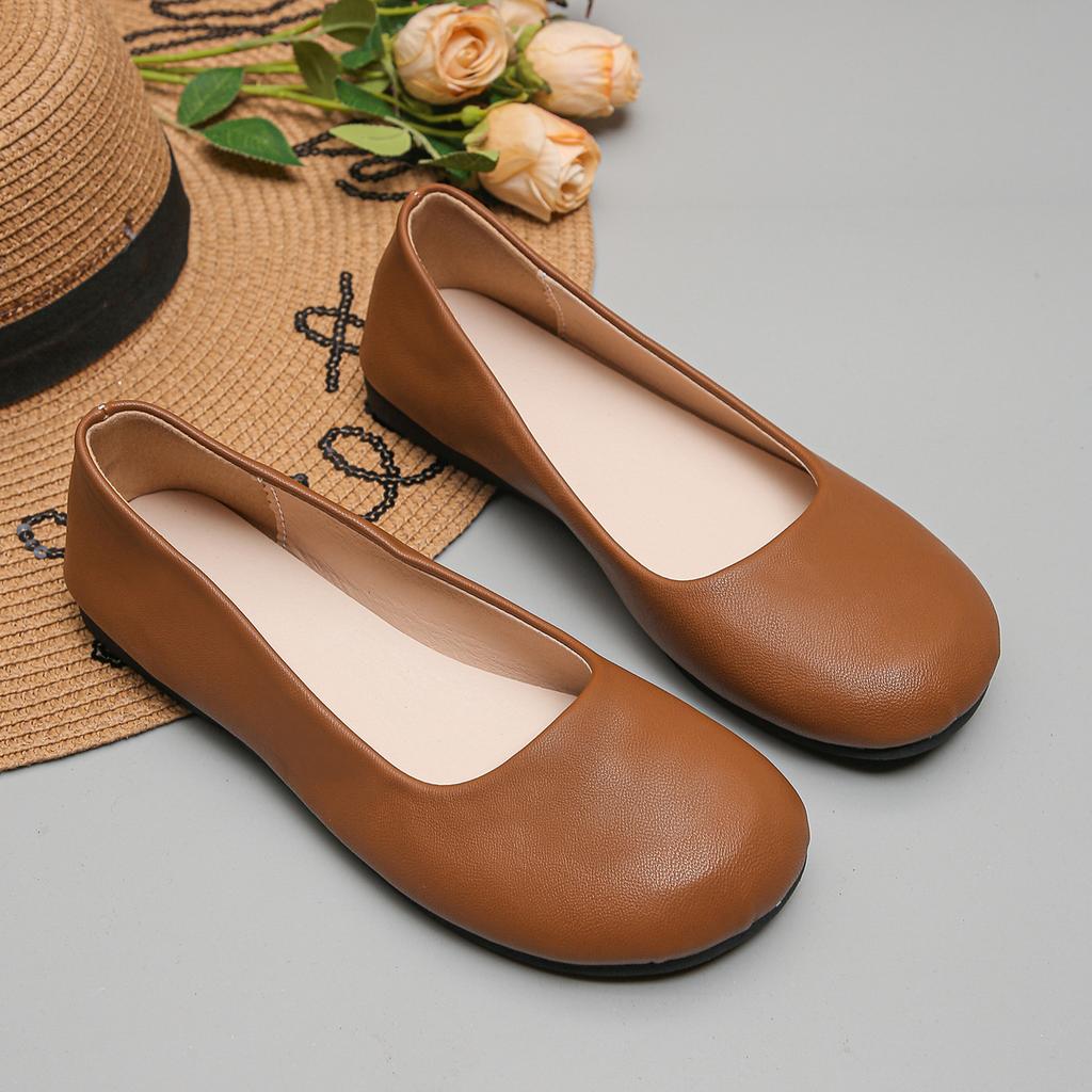 2025 Весна и Осень Новые Туфли с Круглым Носком, Толстый Каблук, Глубокий Вырез, Удобные Женские Туфли на Четыре Сезона