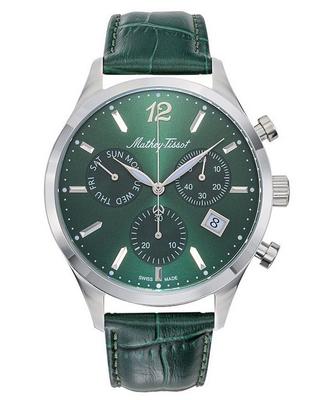 Мужские часы Urban Chronograph с кожаным ремешком и зеленым циферблатом H411CHALV