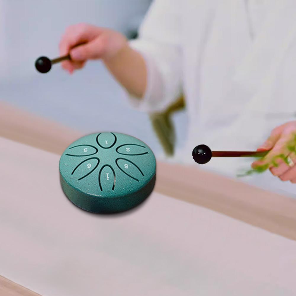 Стальной барабан для языка, 3 дюйма, 6 нот, ударный инструмент, мягкий барабан с барабанными молотками для медитации