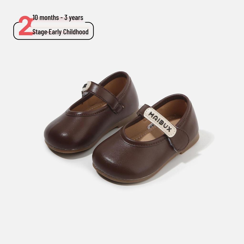 Spring 2026 Girl's First Steps Soft Sole Leather Shoes, Korean Style Fashion Princess Shoes.