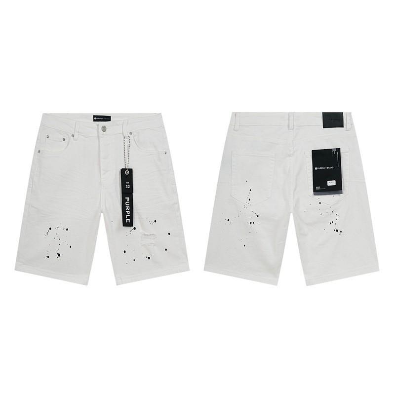 Purple Jeans Streetwear Loose Fit Denim Shorts Men Women Mid-Rise Straight Cut With Embroidery Stone Wash
