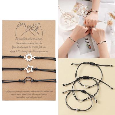 3 шт. для браслетов с картами Солнце, Луна, Звезда, Matching Distance Bracelets, Подарок на прощание