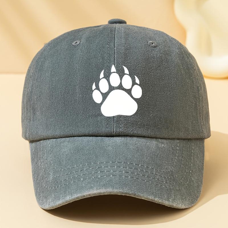 A Unisex Bear Paw Print Baseball Cap a Stylish and Versatile Baseball Cap Featuring a Classic Vintage Washed Design This Light