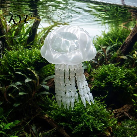 Saltwater Aquarium Accessories Floating Jellyfish Hide, 3D Printed Fish Tank Hide Hideout, Decorative Shelter Cave for Pleco Shrimp Betta Decoration