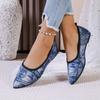 Fashion 2024 New Fashion Versatile Women's Shoes Flat-soled Pointed Toe Spring and Autumn Hot-selling Slip-on Denim Women's Shoes