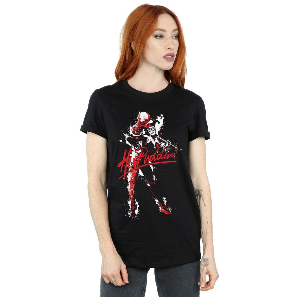 DC Comics Womens/Ladies Harley Quinn Hi Puddin Cotton Boyfriend T-Shirt