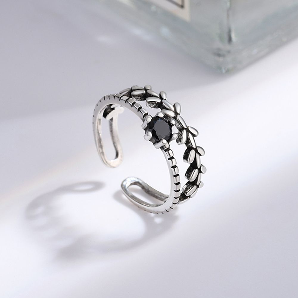 Обсидиан Слоистое Двухрядное Кольцо Лист Пара Симпатичный Семья Студент