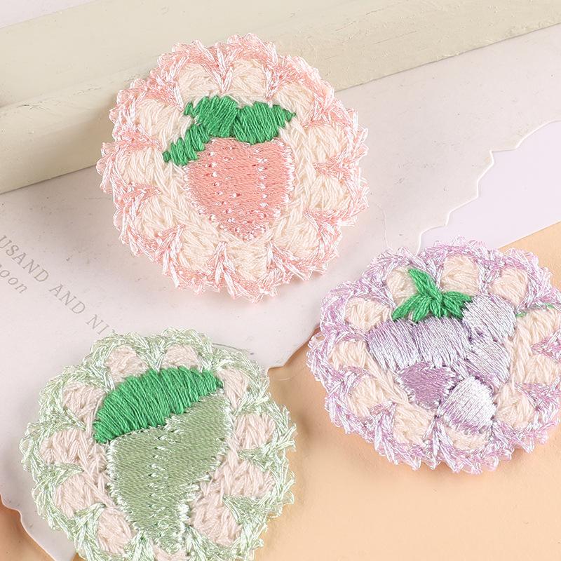 Duoku Embroidery Round Fruit Embroidery Zhang Zai Clothing Accessories Handmade Diy Hairpin Hand Account Decoration Accessories Cloth Sticker