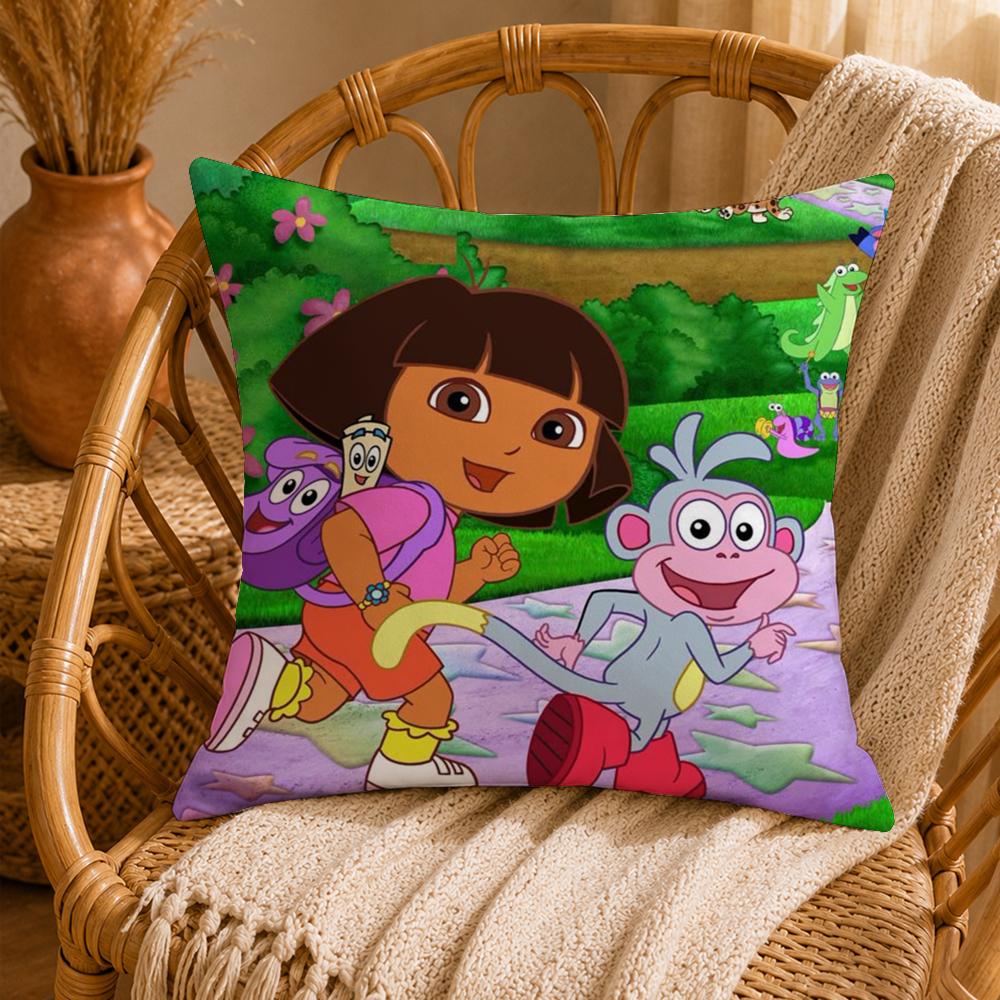 Playful DDora the ExplorerS Cushion Cover Ultra Soft Pillowcase CloudLike Comfort Fabric with Concealed Zipper