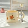 Милая чашка-мишка фуфу из молока с нишей для ложки, дизайнерская, парная керамическая кружка, внешний вид, домашняя чашка для завтрака и кофе