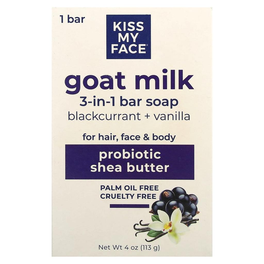 Goat Milk 3-In-1 Bar Soap, Blackcurrant + Vanilla, 1 Count, 113G(4Oz)