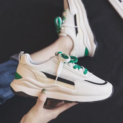 Оптовая спортивная обувь, женские летние сетчатые дышащие кроссовки с круглым носком, средний каблук, маффин из искусственной кожи, резиновые женские теннисные туфли с глубоким ртом