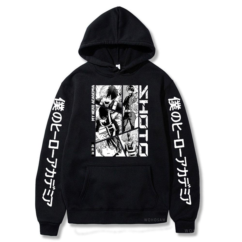 Мужские толстовки с принтом «My Hero Academy» в стиле аниме «Тодороки шото», пуловер с капюшоном в стиле Харадзюку в стиле хип-хоп, осенне-зимняя уличная одежда
