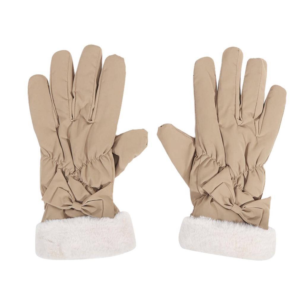 Женские лыжные перчатки Зимние флисовые Утепленные Теплые Плюшевые Полиэстеровые Водонепроницаемые Перчатки с сенсорным экраном для Катания на открытом воздухе Альпинизма