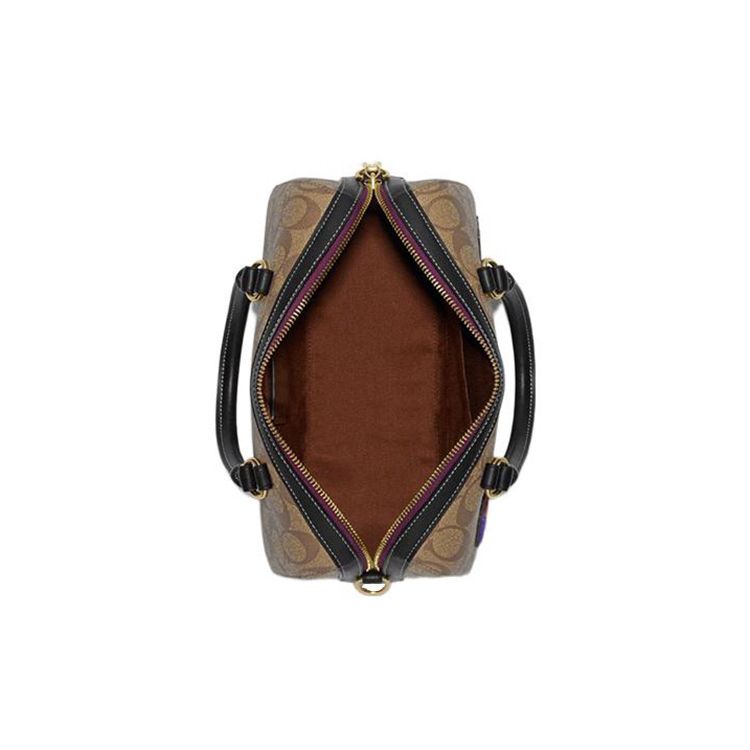 Coach X Disney Rowan 27 Классическая Монограмма Застежка-молния Мультяшный Логотип Пэчворк Сумка через плечо Сумка-тоут Большая Женские сумки Темно-хаки CC149-IME7V
