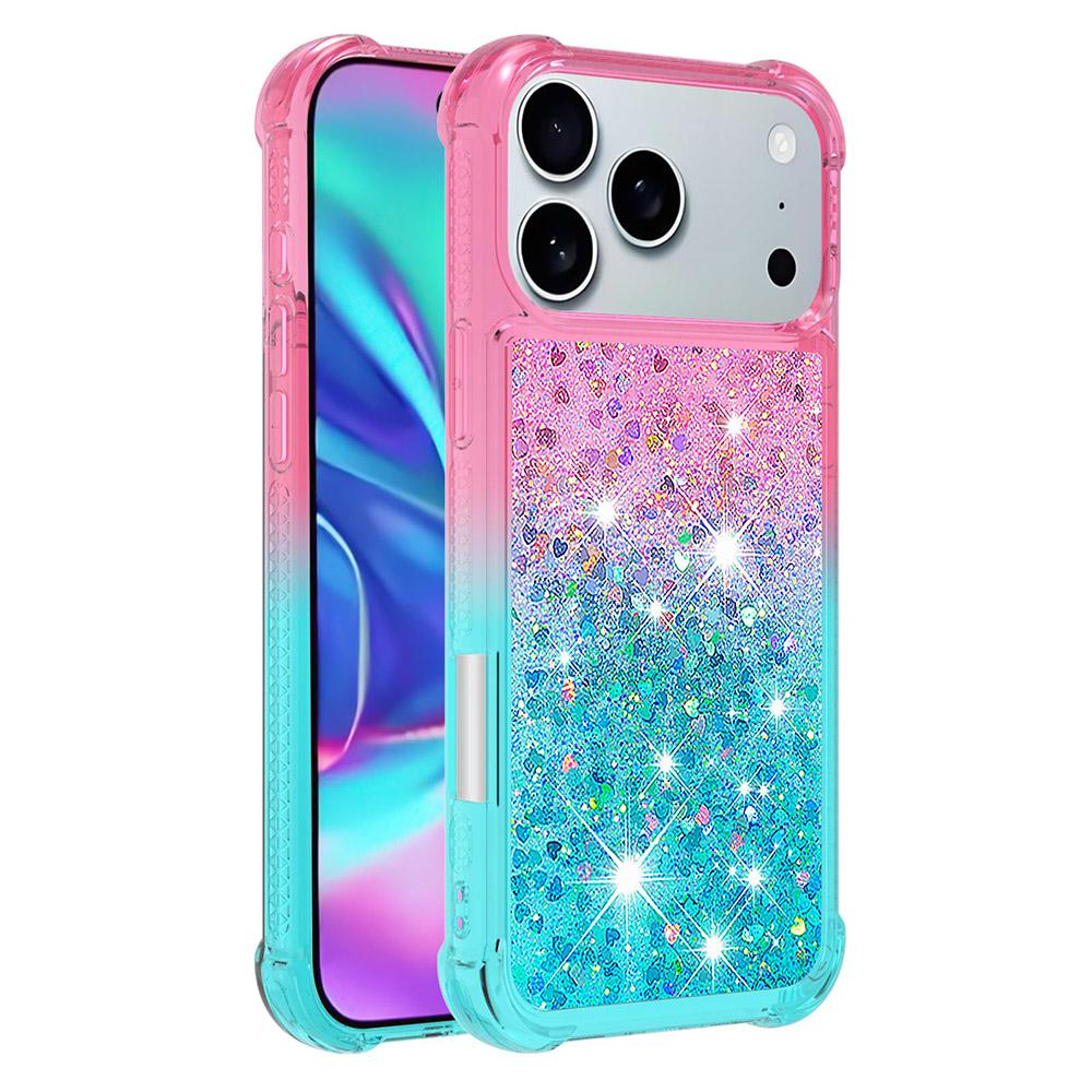 Luxury Shockproof Bling Glitter Phone Case For iPhone Air 17 16 16E 15 14 Plus Pro Max XR Dynamic Quicksand Bumper Back Cover