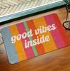 Good Vibes Only Welcome Mat - Retro Rainbow Entrance Rug Home Decor for Living Room Bedroom Entryway Hallway