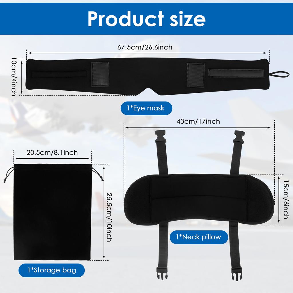 2 In 1 Travel Pillow Cotton Comfortable Neck Headrest with Eye Mask and Storage Bag 360° Support Airplane Pillow for Travelling