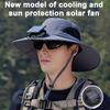 Fan Hat Wide-Brimmed Outdoor Hat with Fan Design Breathable Mesh 3 Gear Adjustable Speed Hiking Cycling Fishing Hat