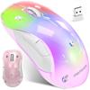 Memzuoix Беспроводная мышь с RGB 1400 5 USB-приемник Совместимая с Розовым 2.4G LED, Перезаряжаемая, Эргономичная, DPI, Оптическая, Кнопки, Портативная,