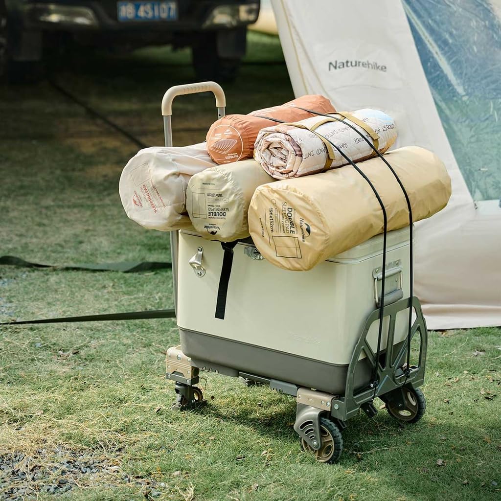 Naturehike BBQ Folding Carry Load Capacity Three Usage Handle Height Convergence Double All Terrain Outdoor Sports Outdoor Wagon Cart, 120kg,