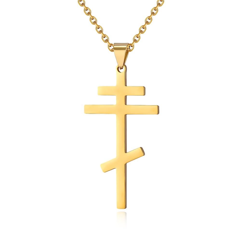 Eastern Orthodox Cross Pendant Necklace Stainless Steel Christian Religious Jewelry Unisex 3 Colors