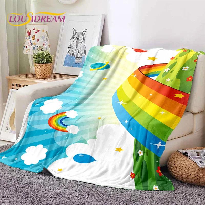 Rainbow Colour Illusion Cartoon Soft Flannel Blankets,Throw Blanket Comfortable Blanket for Picnic Beds Sofa Home Bedroom Gifts