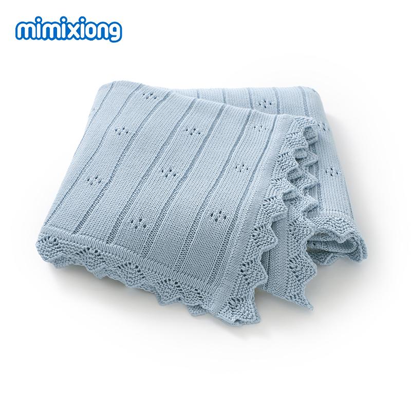 Mimixiong OEKO-TEX Персонализированное однотонное чехол Ракушка Фантазийный край Вязаное одеяло для новорожденного Дышащее вязаное одеяло для детской кроватки Постельное белье для детей