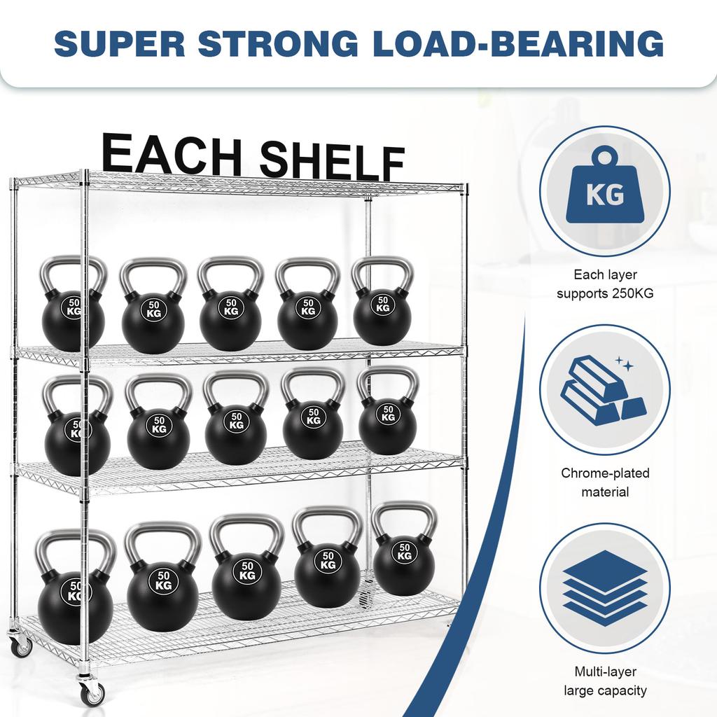 5-Tier 70.87x59.76x23.98in Storage Shelves Each Layer Support 250KG Shelving Units & Storage Rack for Office Basement Warehouse