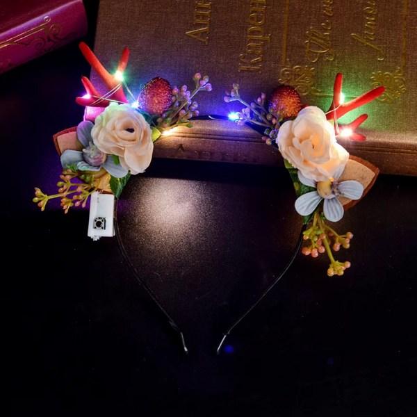 Повязка на голову Рождественская корона Санты светодиодная тиара тиара с изображением оленя 3 уровня мигающая корона реквизит для вечеринки подарок