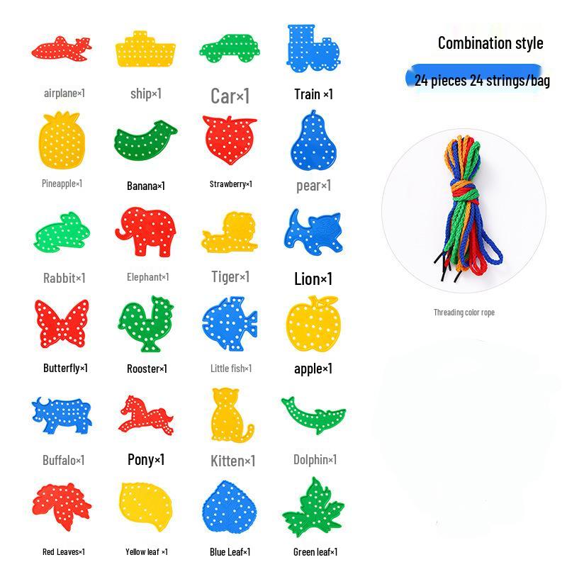 Детские бусины для шнуровки в виде животных, развивающая игрушка для мелкой моторики