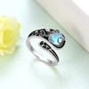 Open Ring Hawaiian Octopus Moonstone Adjustable Vintage Silver Womens Boho Jewelry