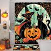 Halloween Cats Pattern Bathroom Shower Curtain With 12  Hooks Home Bathroom Decor And Accessories