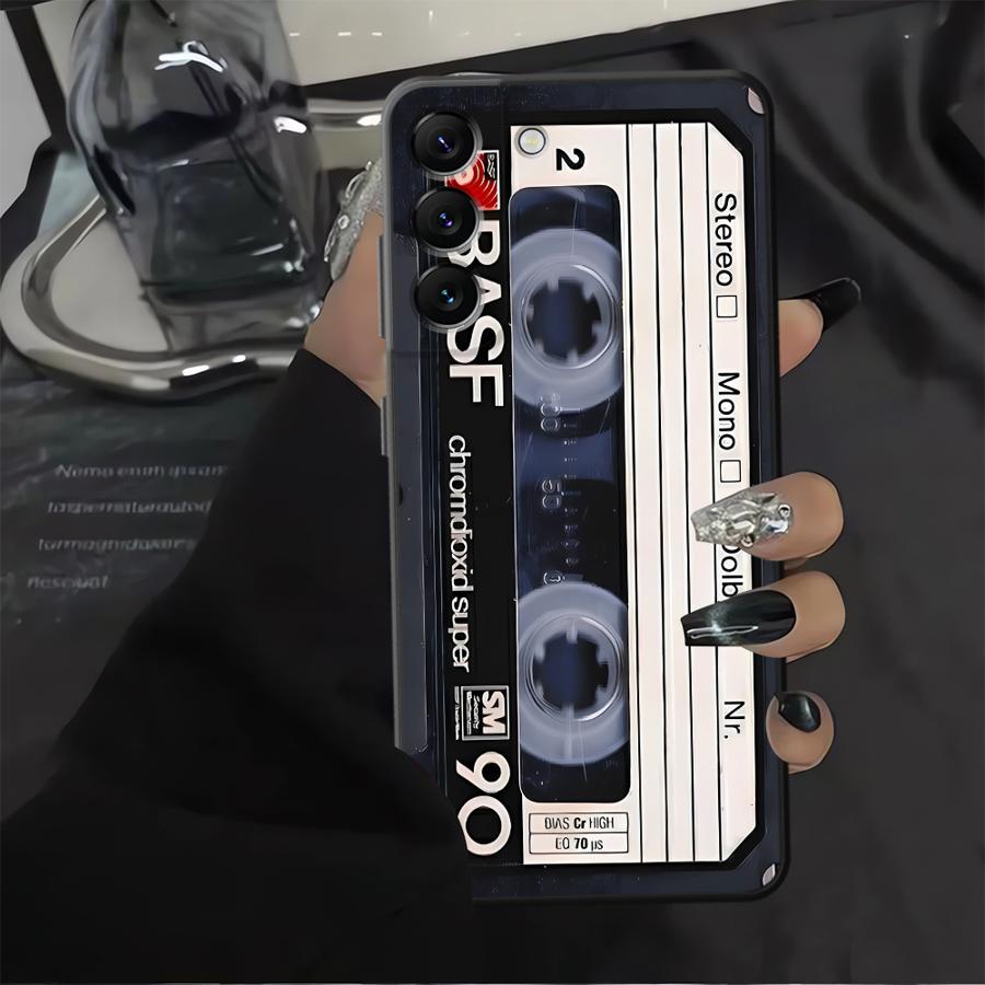 Retro Cassette Tape Black Soft Phone Cover Case for Samsung Galaxy A05 A17 A40 A16 A10 A12 A04 A50 A20 A13 A70 A06 A30 A15
