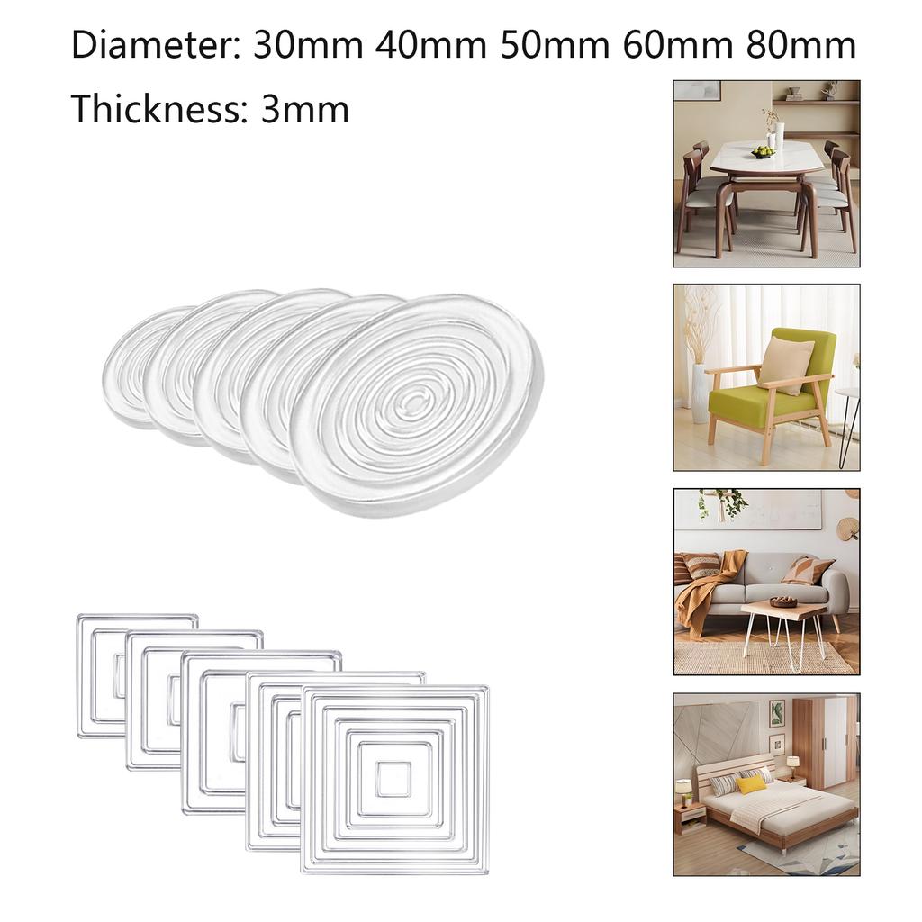 4 шт. Силиконовые нескользящие накладки, предотвращающие перемещение, коврики для ножек стола, ножки кровати, противоскользящие фиксаторы, прозрачные антивибрационные накладки, мебельные прокладки