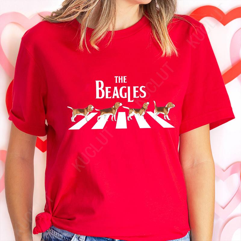 Women Classic T-Shirts Tops Fashion Casual Short Sleeve Round Neck Tees Shirt The Beagles Crazy Beagle Dog Female Clothing