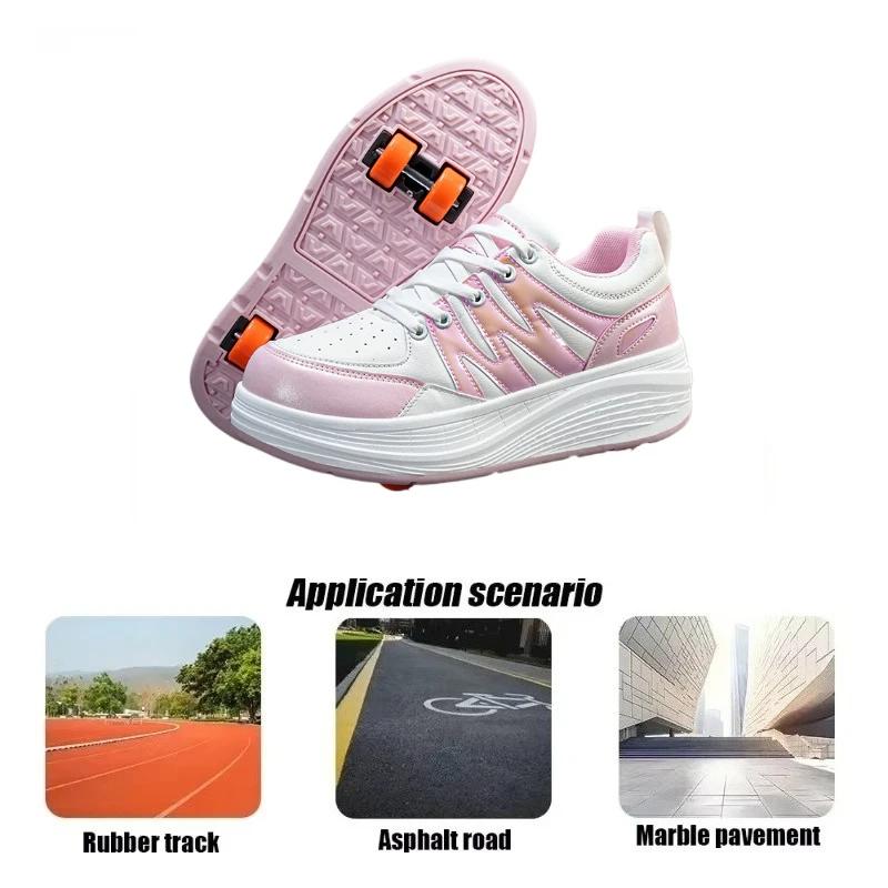 Светодиодные роликовые коньки для гонок, женские роликовые коньки с колесами, 4 съемных колеса, скоростные коньки для девочек, кроссовки с колесами