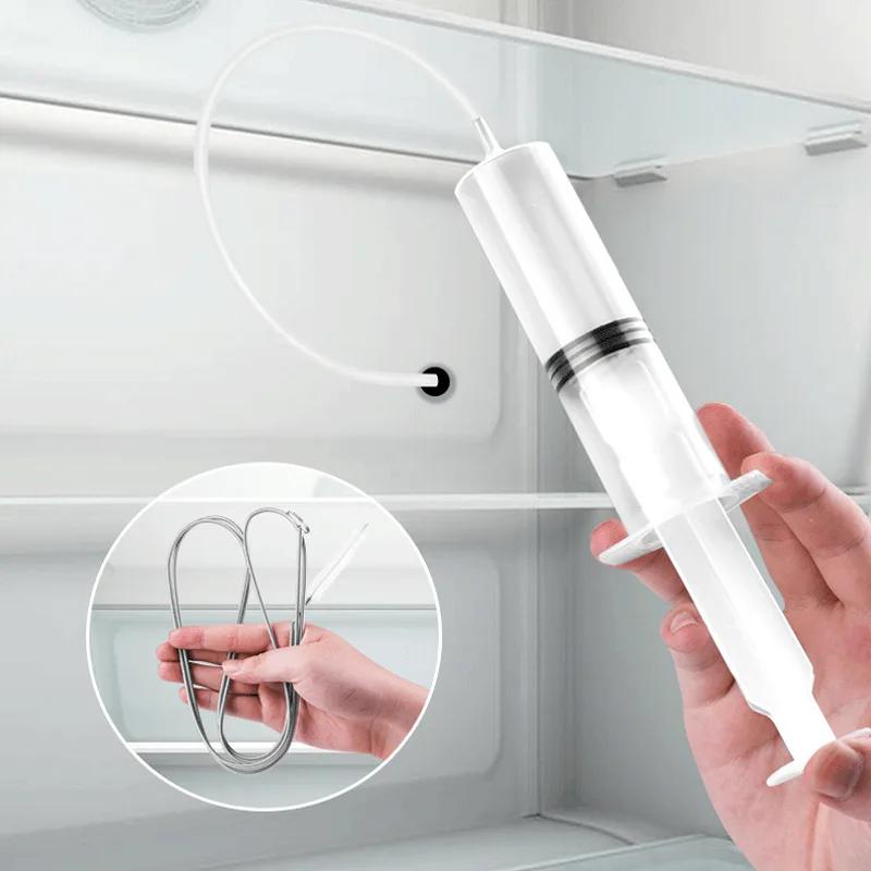 5PCS Refrigerator Drain Clean Brush Wash Brush Suction Syringe Hose Fridge Cleaner Stick Dredge Tool 1.5M Drain Hole Kit