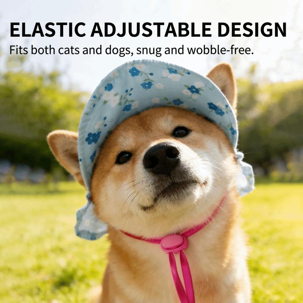 Cute Dog Hat Floral Print Pet Headwear Breathable Pet Photo Prop Photo Shooting