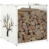 Firewood Rack White 40 x 40 x 40 cm Cold Rolled Steel