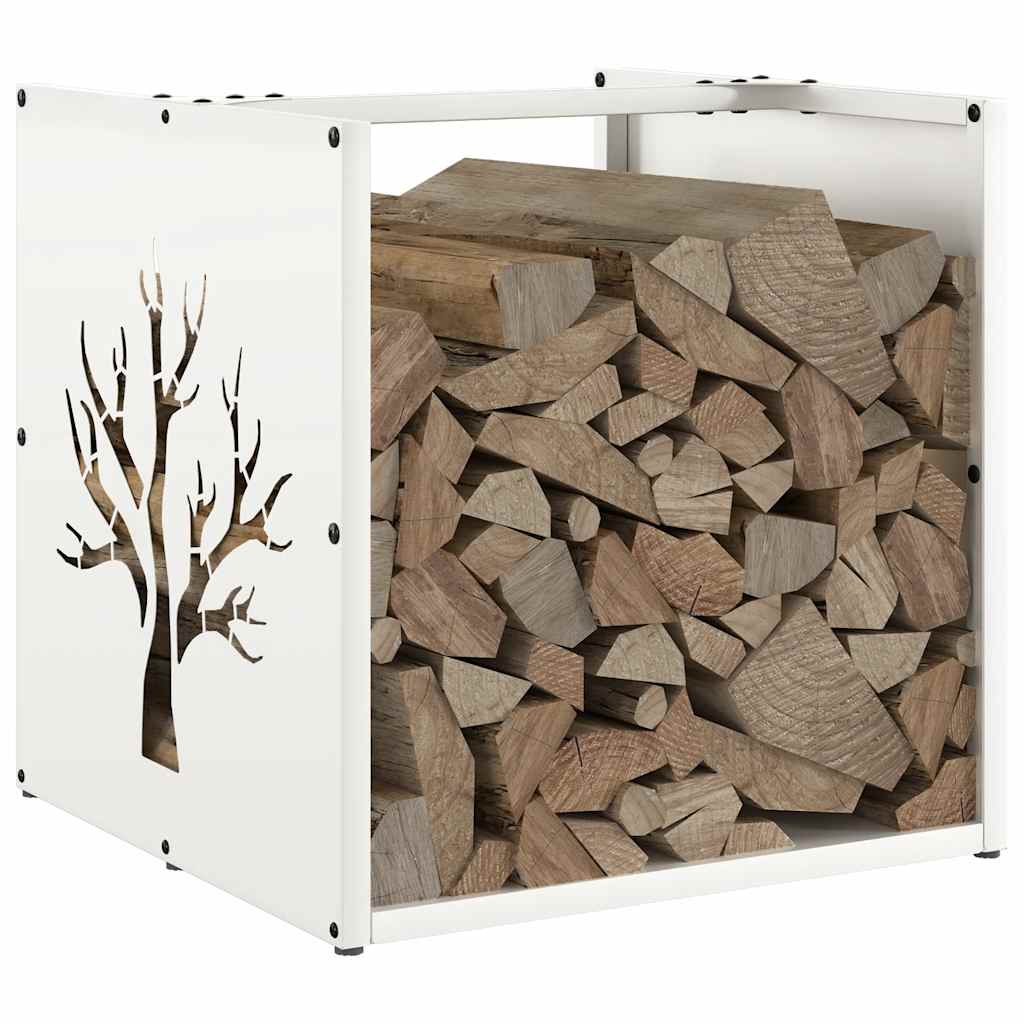 Firewood Rack White 40 x 40 x 40 cm Cold Rolled Steel