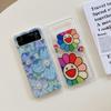 For Samsung Galaxy Z Flip 4 Case 3 Flower Oil Painting Transparent Folding Case For Samsung Z Flip 3 Shockproof Hard Back Cover