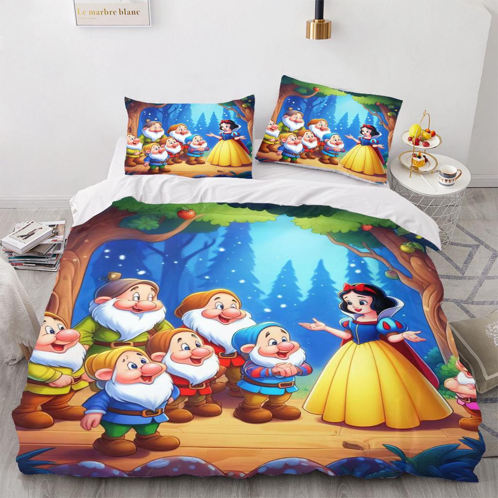 Snow White Anime Bedding Set Duvet Cover 100% Polyester Suitable For Children And Adults 3-Piece Set 1 Quilt Cover