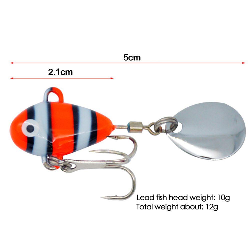 Sinking Rotate Spoon Metal Sequin Treble Hook Wobblers Crankbaits VIB Lure Metal Fishing Bait