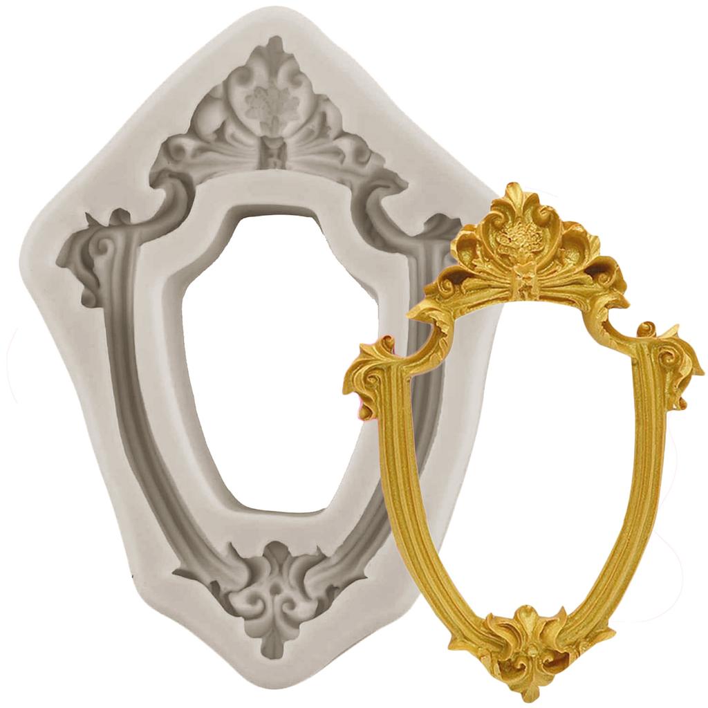 Фоторамка Силиконовые формы в стиле барокко Рамки для фотографий Формы для помадки Украшение торта Топпер для кексов Шоколадные конфеты Жевательная паста Формы для полимерной глины