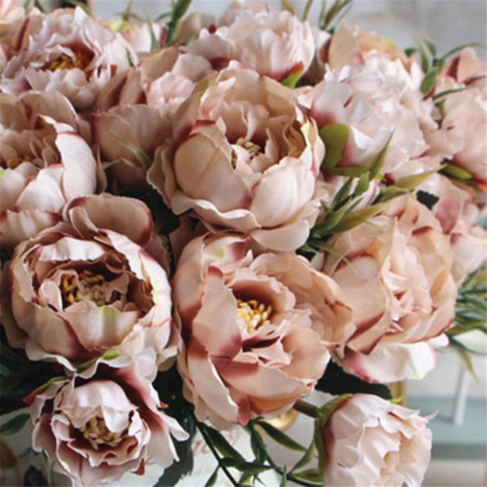 8 Head DIY Decor Vintage Wedding Artificial Flowers Silk Peony Rose Bouquet Party Decoration