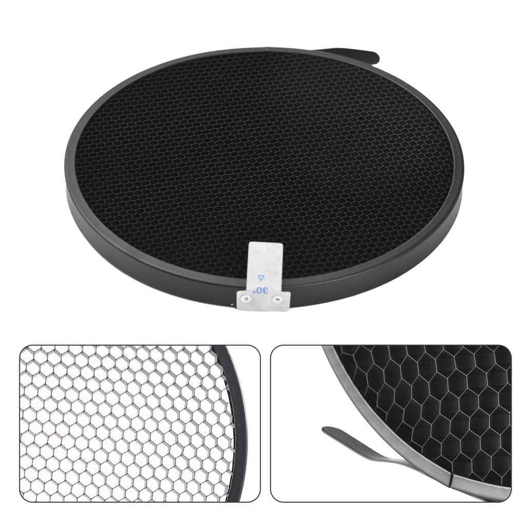7 Inch Standard Reflector + 6pcs Photography Honeycomb Grid + 1pcs Diffuser Board Kit with 10 Degrees 20 Degrees 30